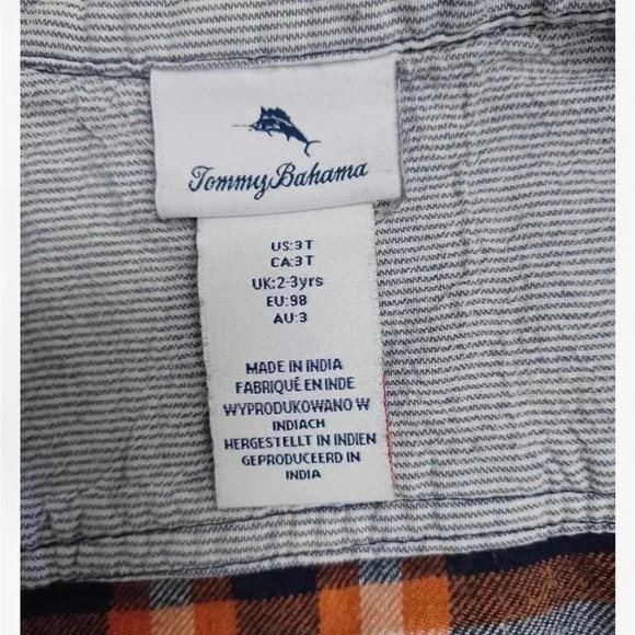 Tommy Bahama Orange And Blue Plaid Long Sleeve Button Up Top Size 3T - Picture 4 of 7